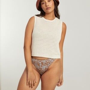 NWT Everlane The Thigh-High Bikini Bottom in honey Floral size Small